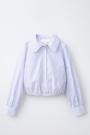 STRIPED PETER PAN COLLAR SHIRT - Blue/White by Zara - Image 0