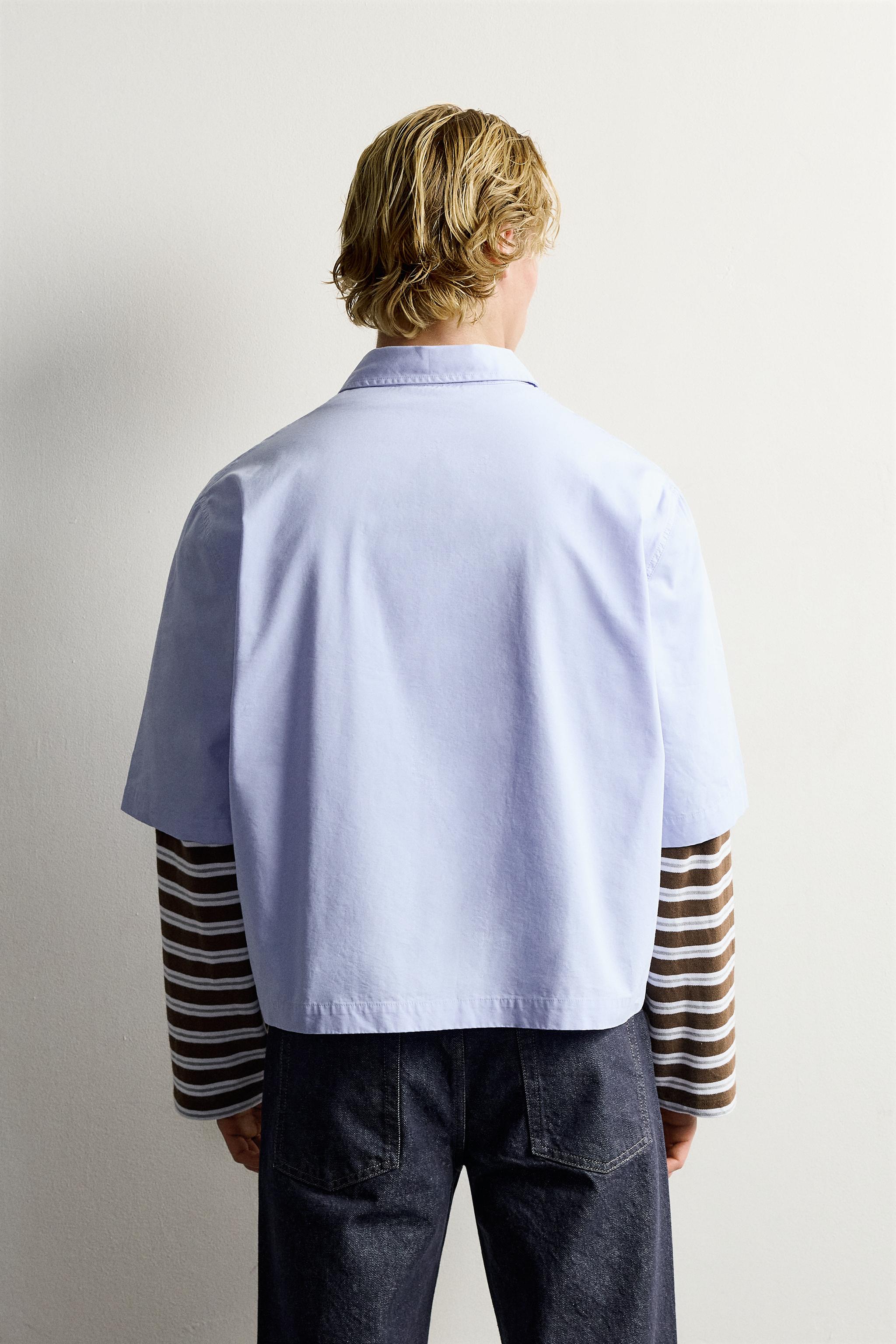 CHEMISE MANCHES EFFET SUPERPOSITION RAYURES
