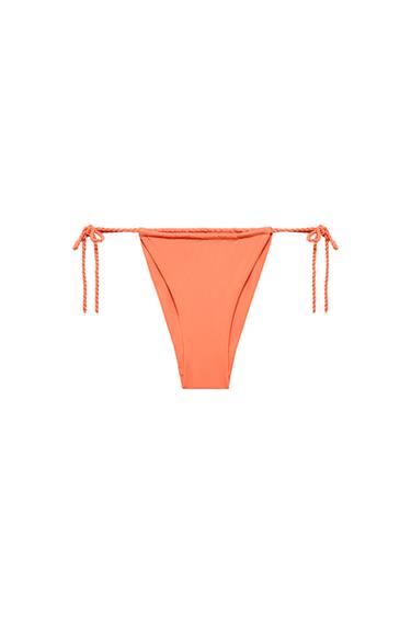 PLAIN GATHERED BIKINI BOTTOMS - Orange by Zara