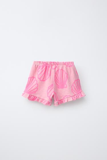 FLUORESCENT SHELL PRINT BERMUDA SHORTS - Neon pink by Zara - Image 1