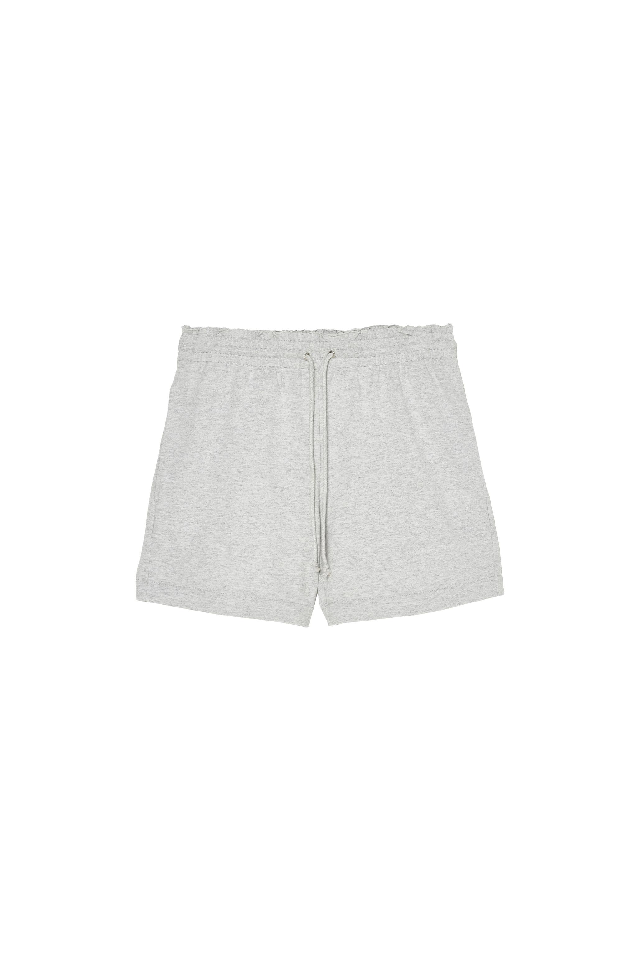 COTTON PAPERBAG WAIST SHORTS — Gray marl