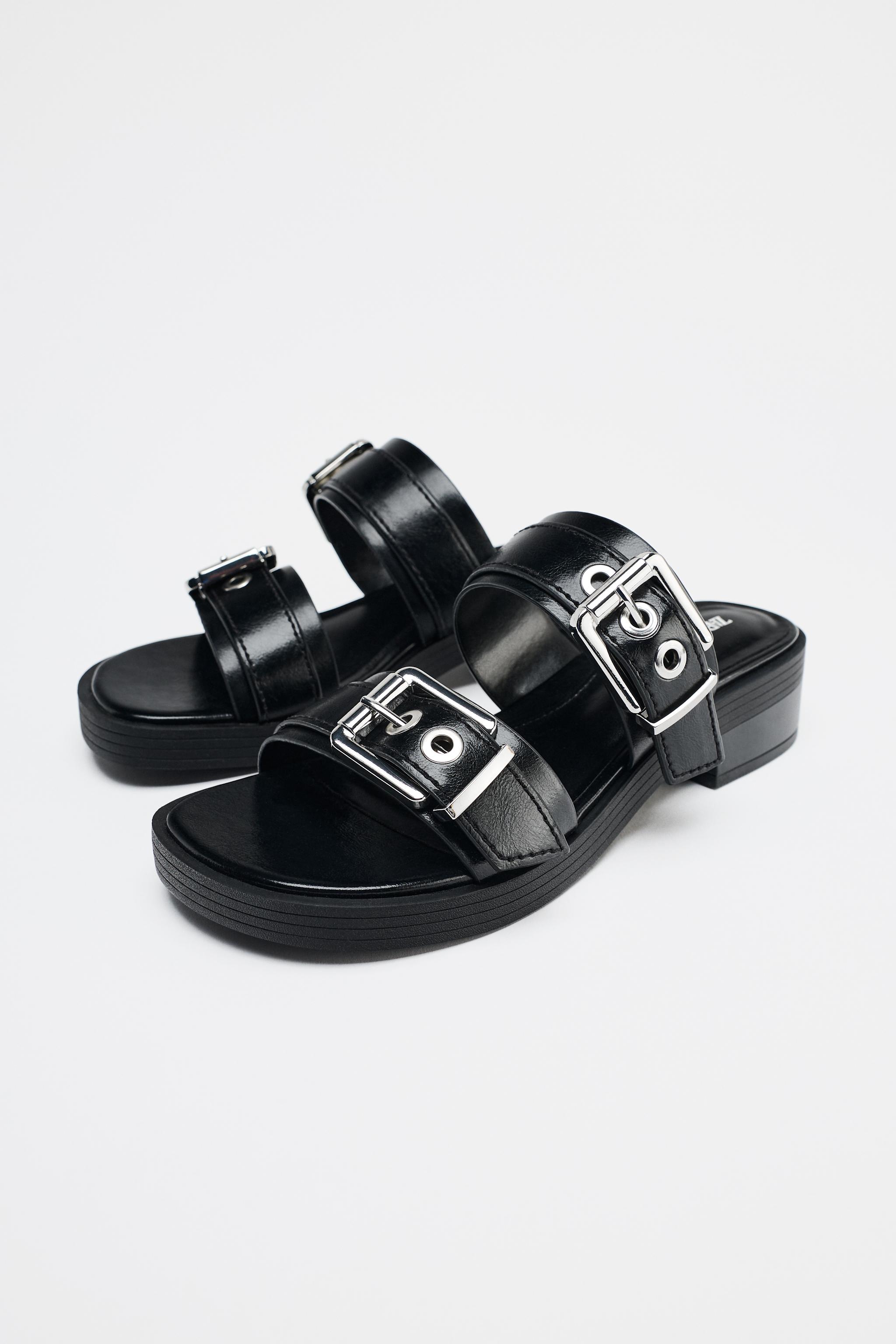 バックル付きプレーンサンダル - ブラック | ZARA Japan / 日本