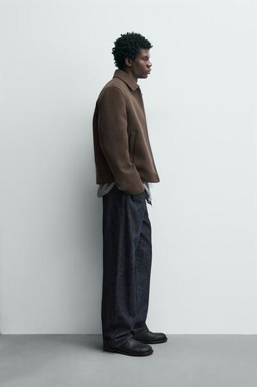 BLOUSON EN DRAP DE LAINE AVEC ZIP - Marron de Zara - Image 3
