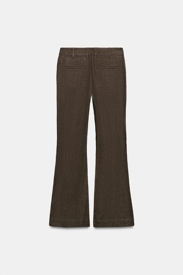 PANTALON ÉVASÉ 100% LIN ZW COLLECTION - Vison de Zara - Image 2