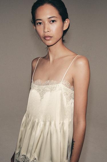 ZW COLLECTION LACE-TRIMMED CAMISOLE TOP - Mid-ecru by Zara