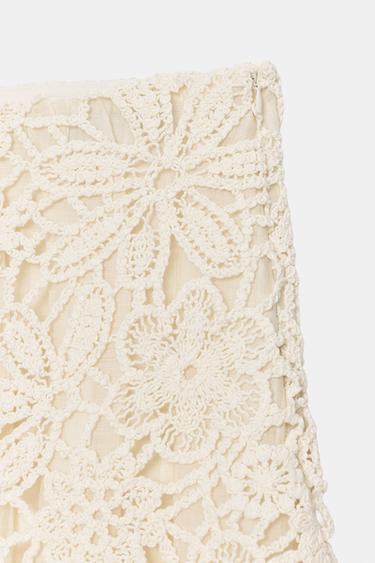 JUPE MI-LONGUE EN CROCHET BIMATIÈRE - Écru de Zara - Image 10