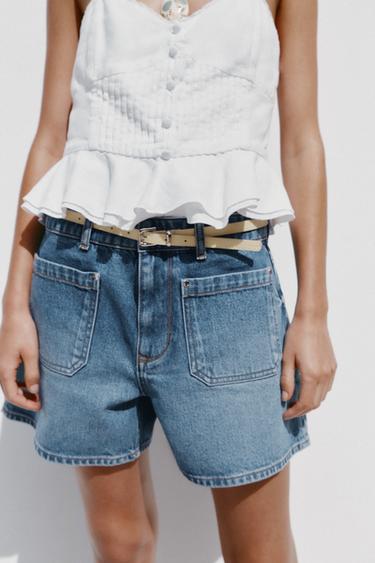 Z1975 DENIM SHORTS WITH BELT - Mid-blue by Zara - Image 1