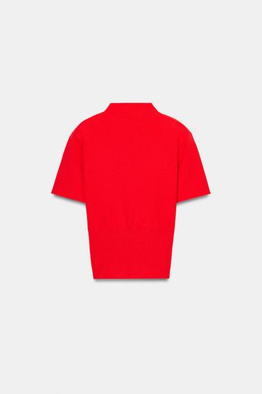 TOP EN MAILLE AVEC ÉPAULETTES - Rouge de Zara - Image 6