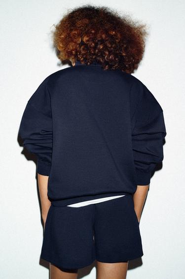 OVERSIZE ZIP-UP SWEATSHIRT - Navy blue by Zara - Image 4