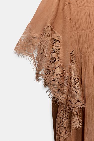 ZW COLLECTION LACE RUFFLE TOP - Brick by Zara - Image 3