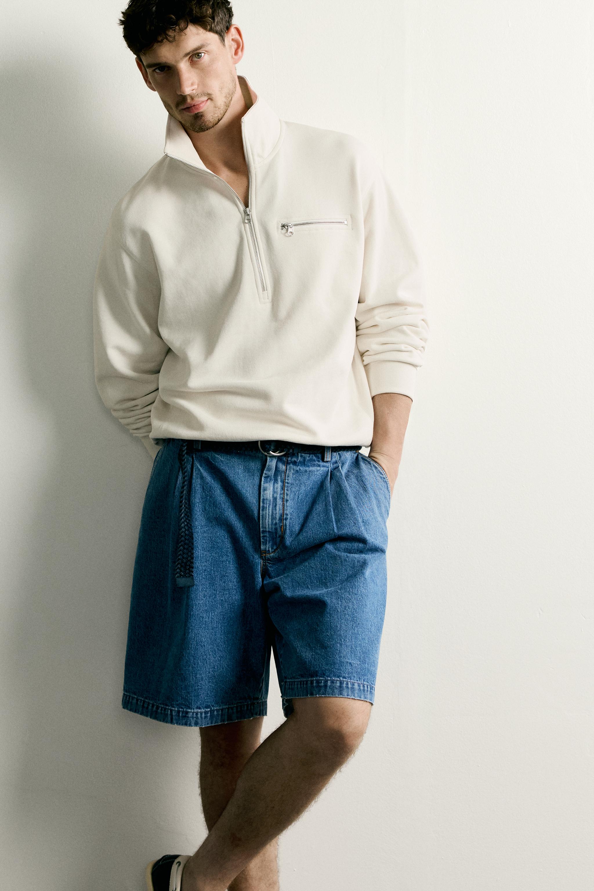 Мужские худи Zara CONTRAST QUARTER-ZIP SWEATSHIRT — фото 6