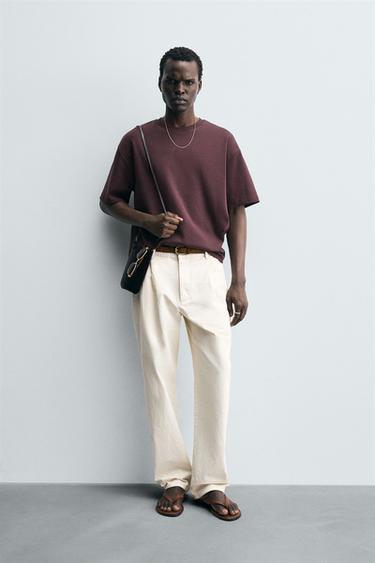 EMBROIDERED FLOWER T-SHIRT - Wine by Zara