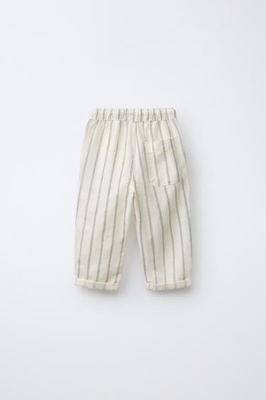 PANTALON FLUIDE AVEC LIN - Rayures de Zara - Image 1