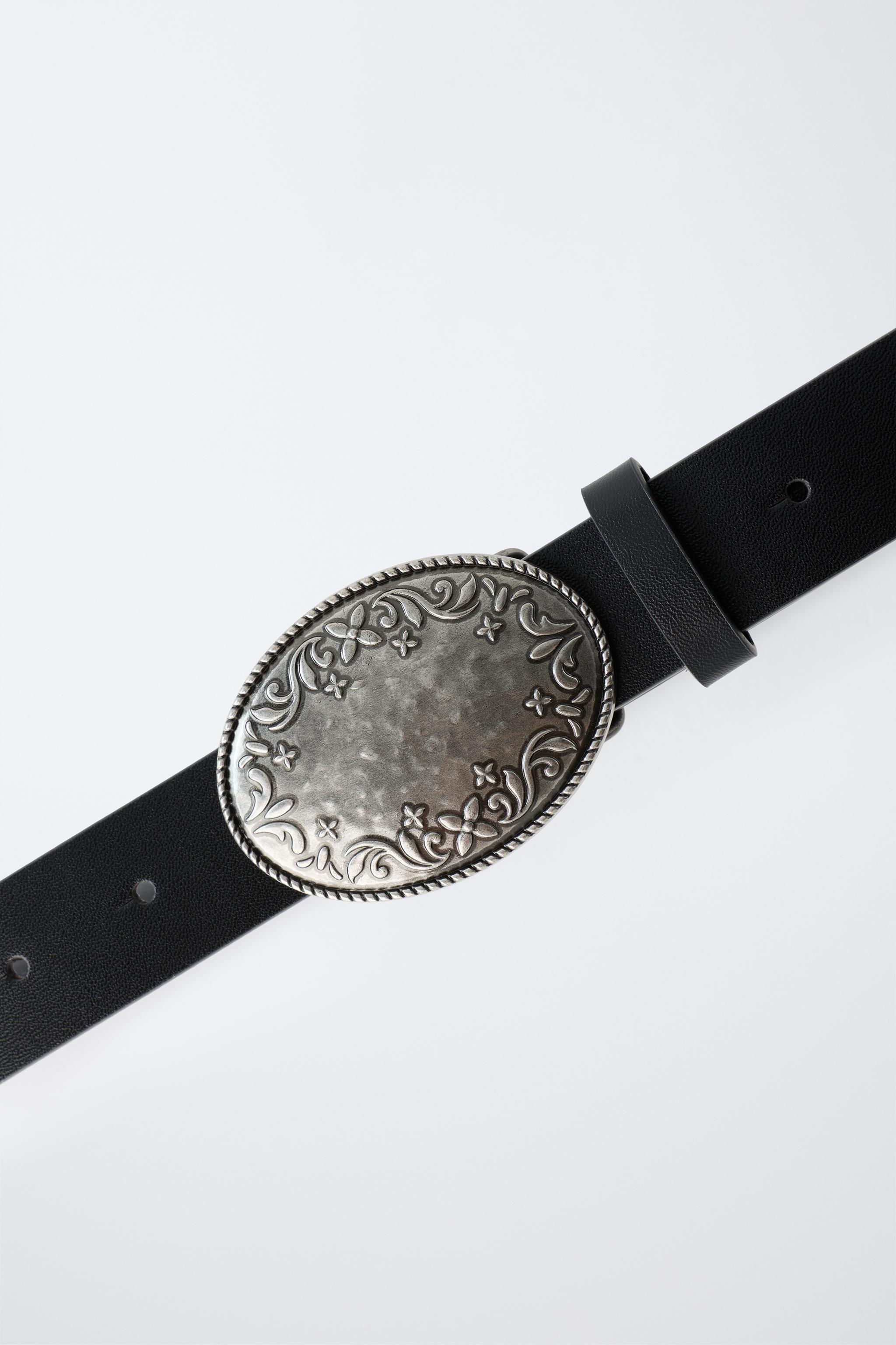 100% LEATHER OVAL BUCKLE BELT