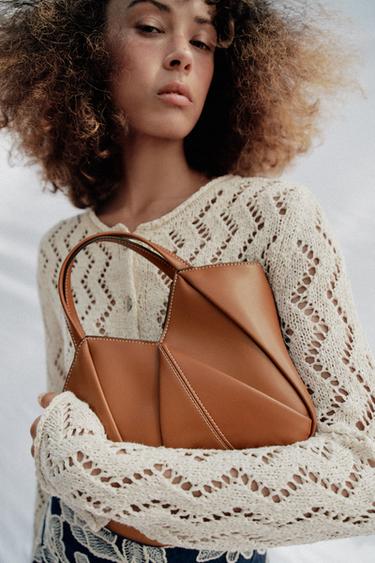 Zara MINI SHOPPER BAG - Brown
