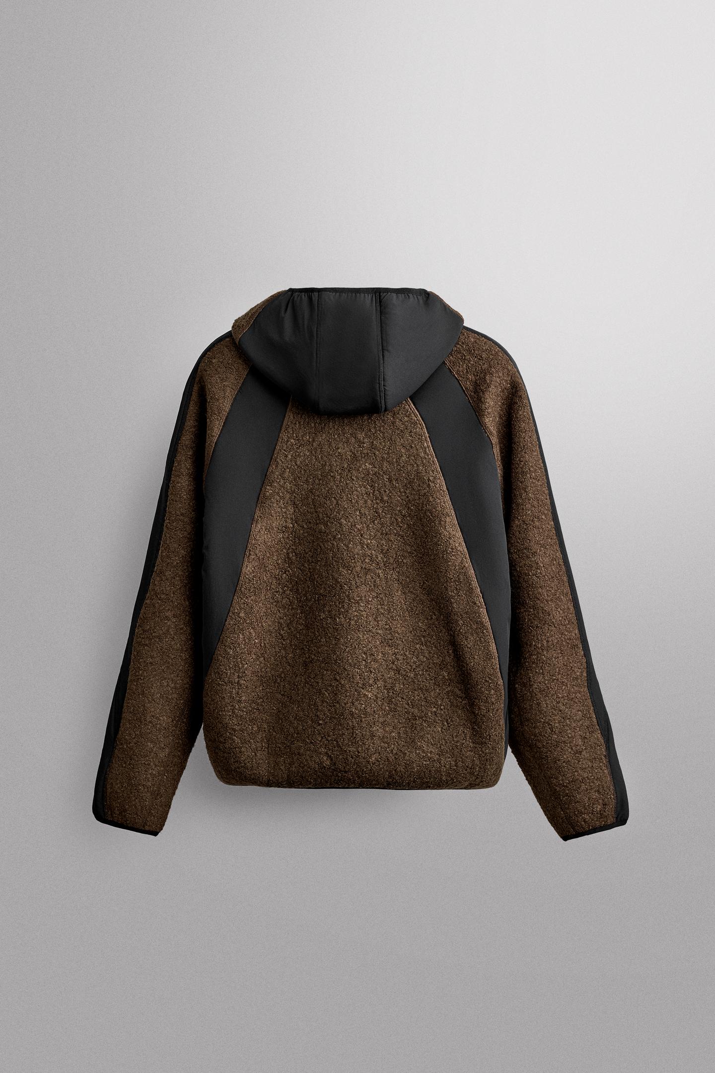 Мужская куртка Zara Color Block Combined Fleece, цвет: Коричневый синий — фото 8