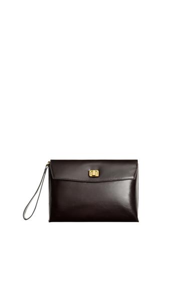 Zara LIMITED EDITION LEATHER CLUTCH - Brown