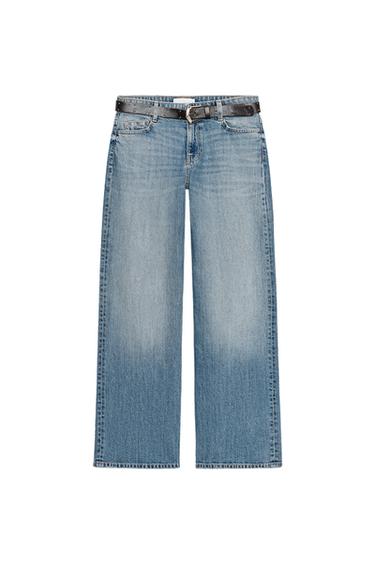 Z1975 MID-WAIST STRAIGHT BELTED JEANS - Mid-blue by Zara