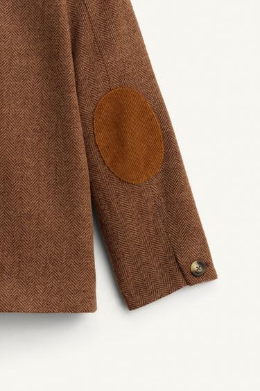 LIMITED EDITION HERRINGBONE BLAZER WITH WOOL AND ELBOW PATCHES - Brown by Zara