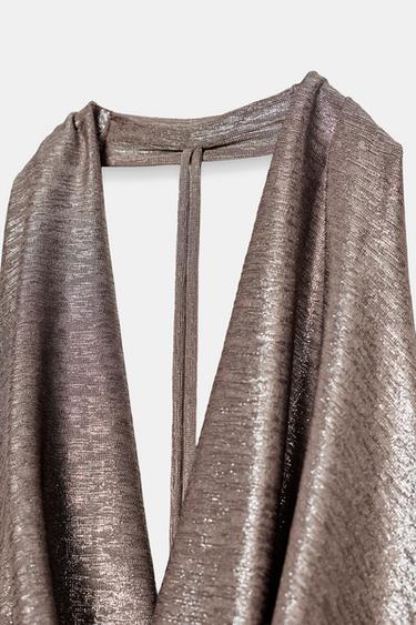 TOP HALTER DRAPÉ - Argent de Zara - Image 9