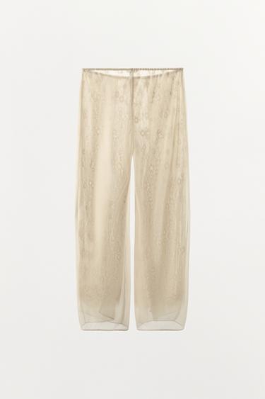 TROUSERS WITH GEORGETTE LACE DETAIL - Ecru by Zara - Image 2