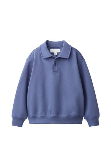 Zara POLO COLLAR SWEATSHIRT - Blue