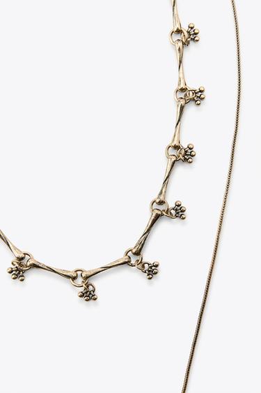 PACK OF 2 METAL NECKLACES WITH STONE - Golden by Zara - Image 3