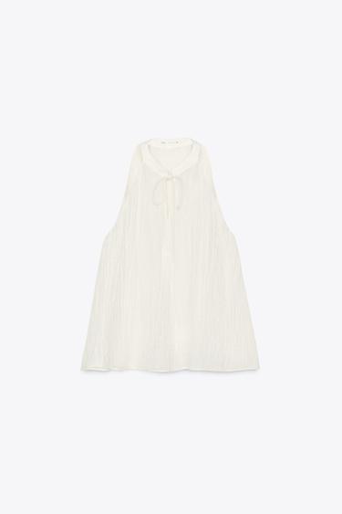 ТОП ИЗ 100% ЛЬНА С ГОРЛОВИНОЙ ХАЛТЕР — ZW COLLECTION — ЭКРЮ от Zara