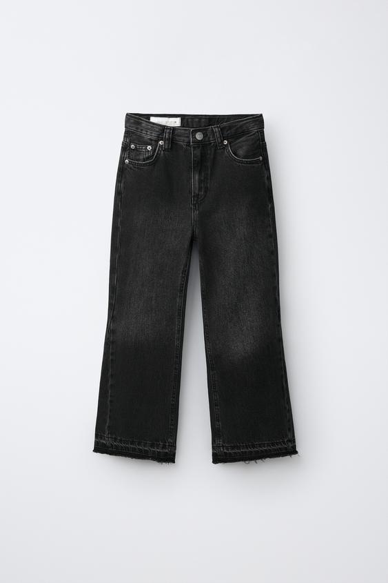 Детские джинсы Zara Raw Hem Flare, цвет: Чёрный