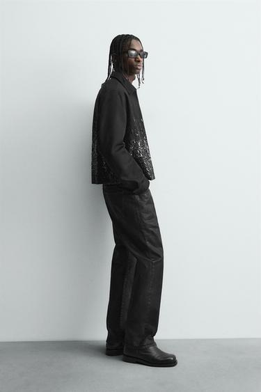 VESTE COURTE À PAILLETTES - Noir de Zara - Image 4