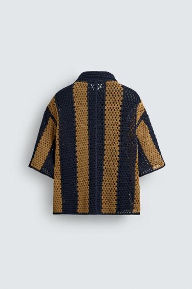 CHEMISE CROCHET PIÈCE - Bleu marine de Zara - Image 7