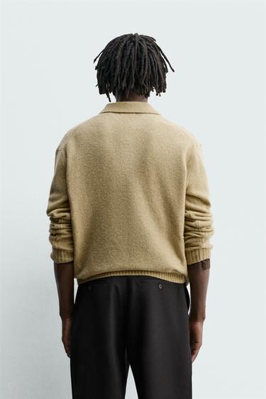 POLO EN MAILLE 100 % LAINE - Vert clair de Zara - Image 2