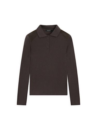 Camiseta polo detalle hombreras - Marrón de Zara