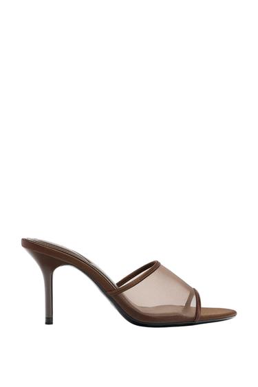 MESH HEELED SANDALS - Brown by Zara