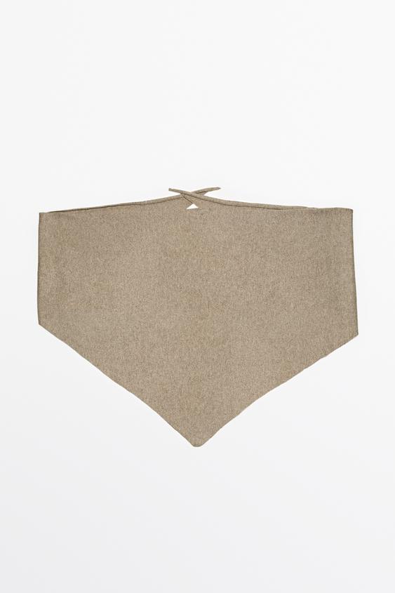 Zara 100% Cashmere Knit Bandana - Light brown - Image 0