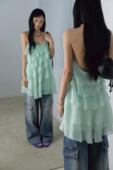 RUFFLED MINI DRESS - Light mint green by Zara