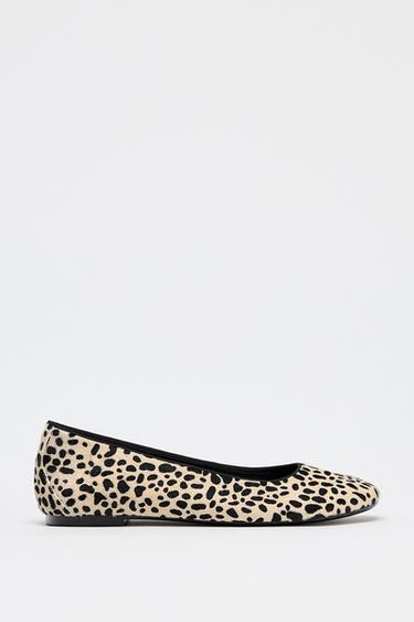 Zara ANIMAL PRINT FAUX FUR BALLET FLAT - Multi-color