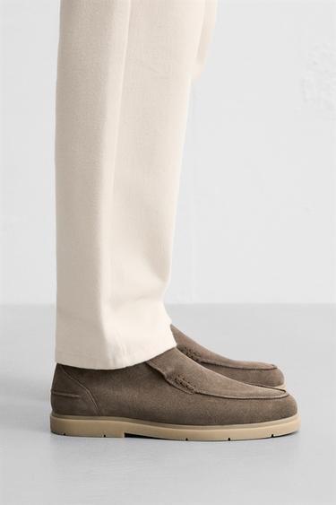 Zara CASUAL LEATHER ANKLE BOOTS - Taupe Gray - Image 0