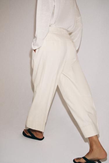 PANTALON À PLIS AVEC LIN ZW COLLECTION - Écru de Zara - Image 2