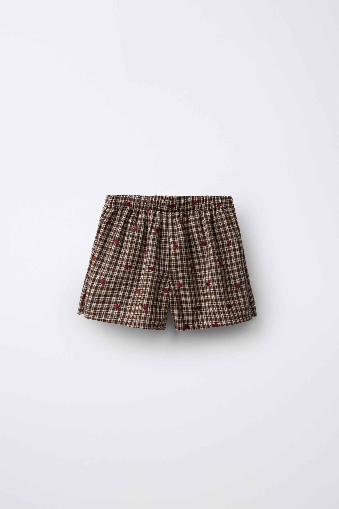Детская юбка Zara Plaid and Heart Bermuda, цвет: Коричневый — фото 2