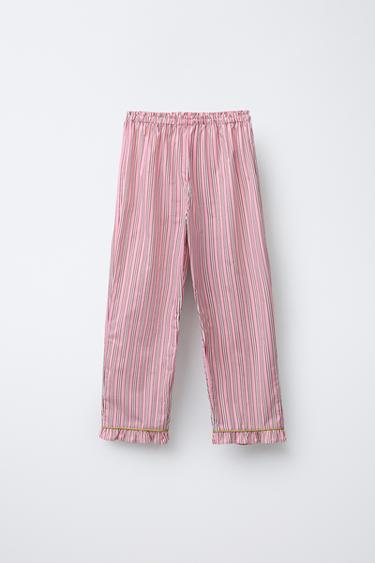 6-14 YEARS/STRIPED SHIRT AND TROUSER PYJAMAS WITH BOWS - Pink by Zara - Image 3