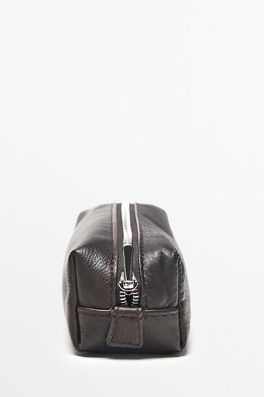 Nappa leather zip pouch — Brown 2