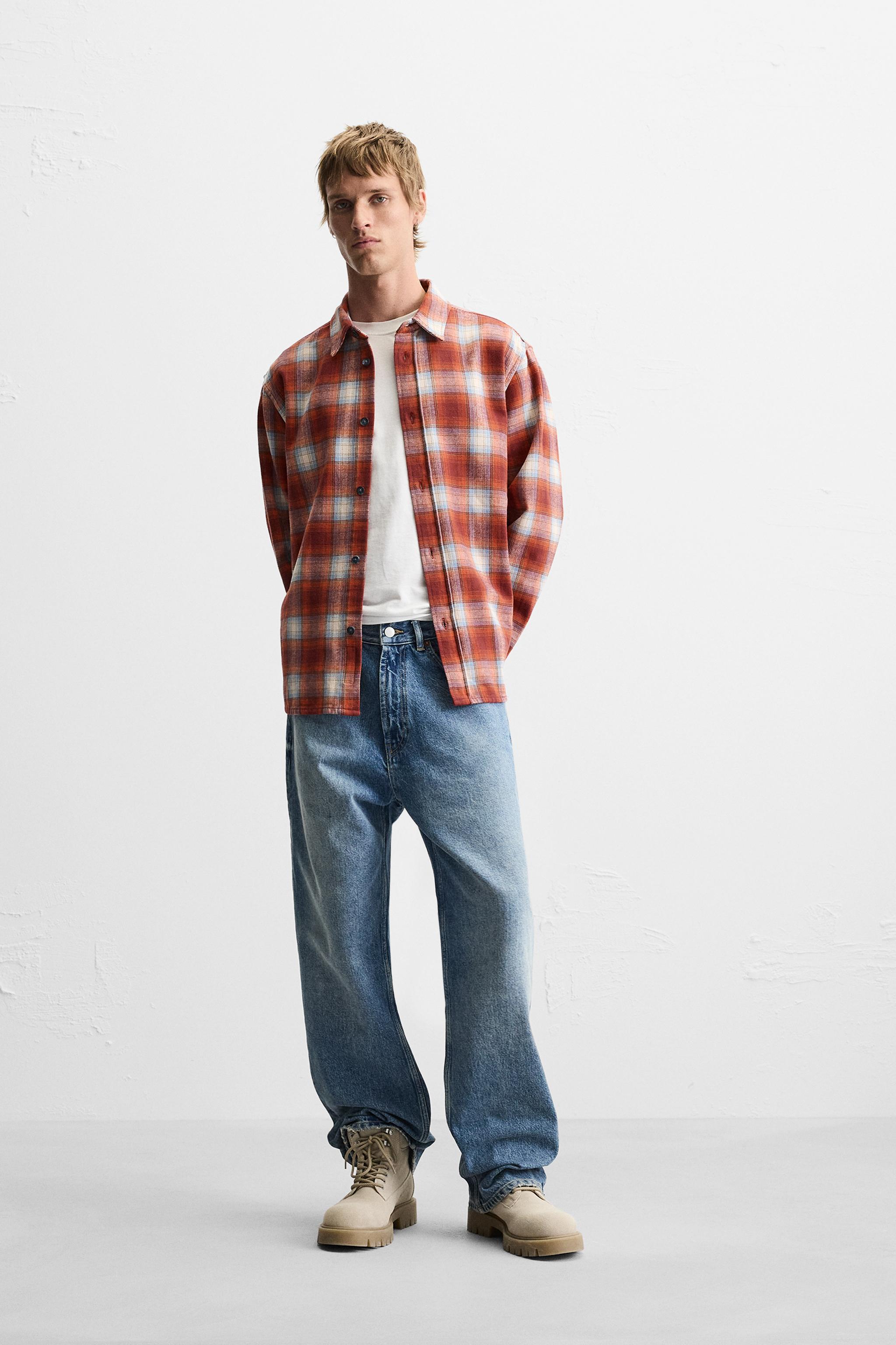 RELAXED FIT PLAID SHIRT - Red | ZARA United States