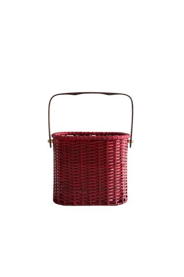 RATTAN BOTTLE STAND BASKET - أحمر الخاص بـ Zara