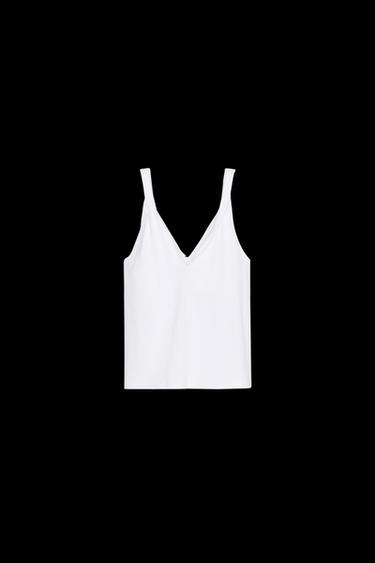 T-SHIRT MIT RAFFUNGEN AUS BAUMWOLLE - Weiß von Zara