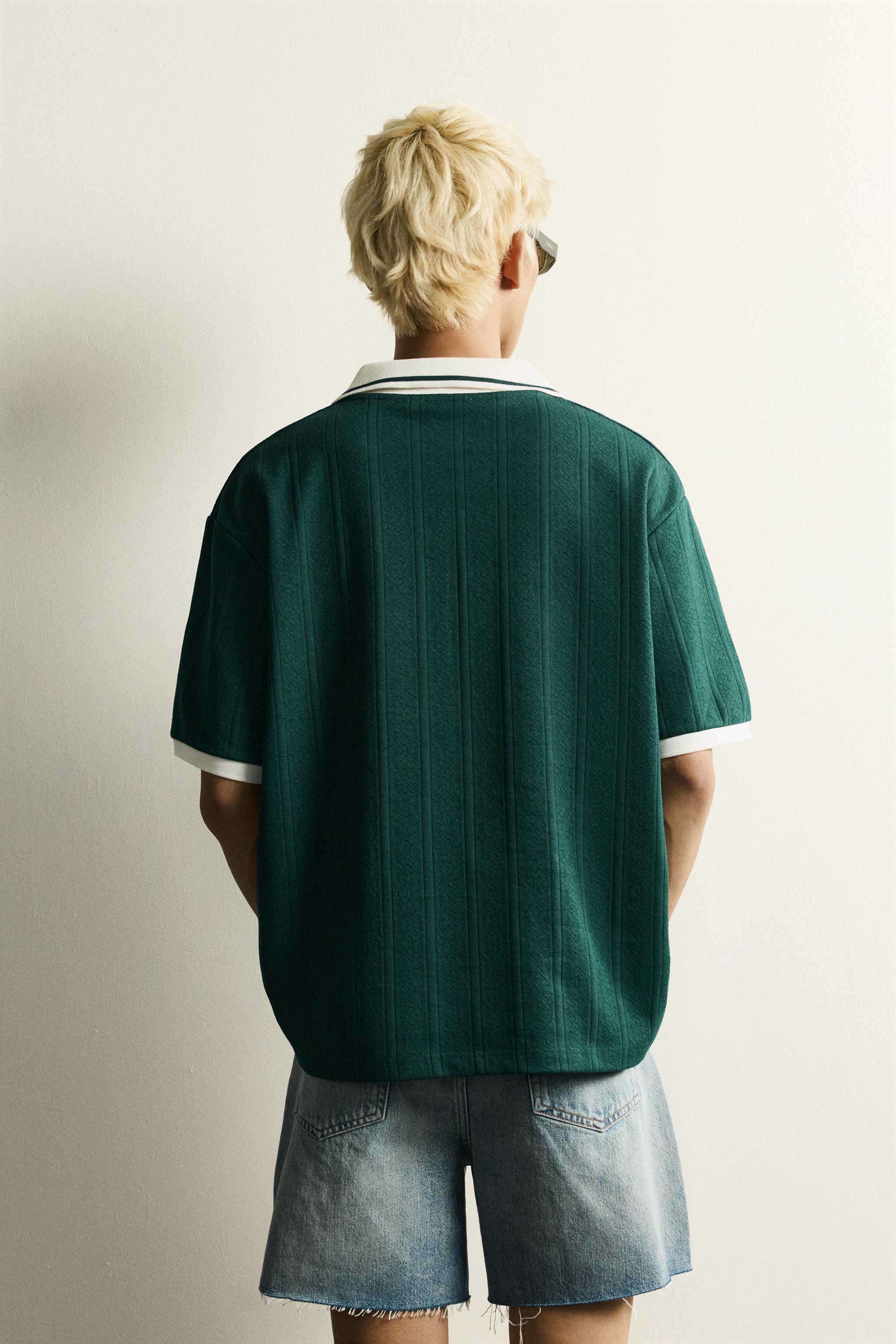 RELAXED FIT TEXTURED EMBROIDERED POLO