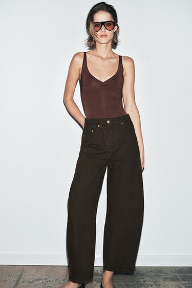ZW COLLECTION BALLOON JEANS MED MID WAIST - chokolade fra Zara