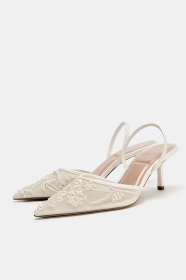 EMBROIDERED MESH SLINGBACKS - White by Zara - Image 2