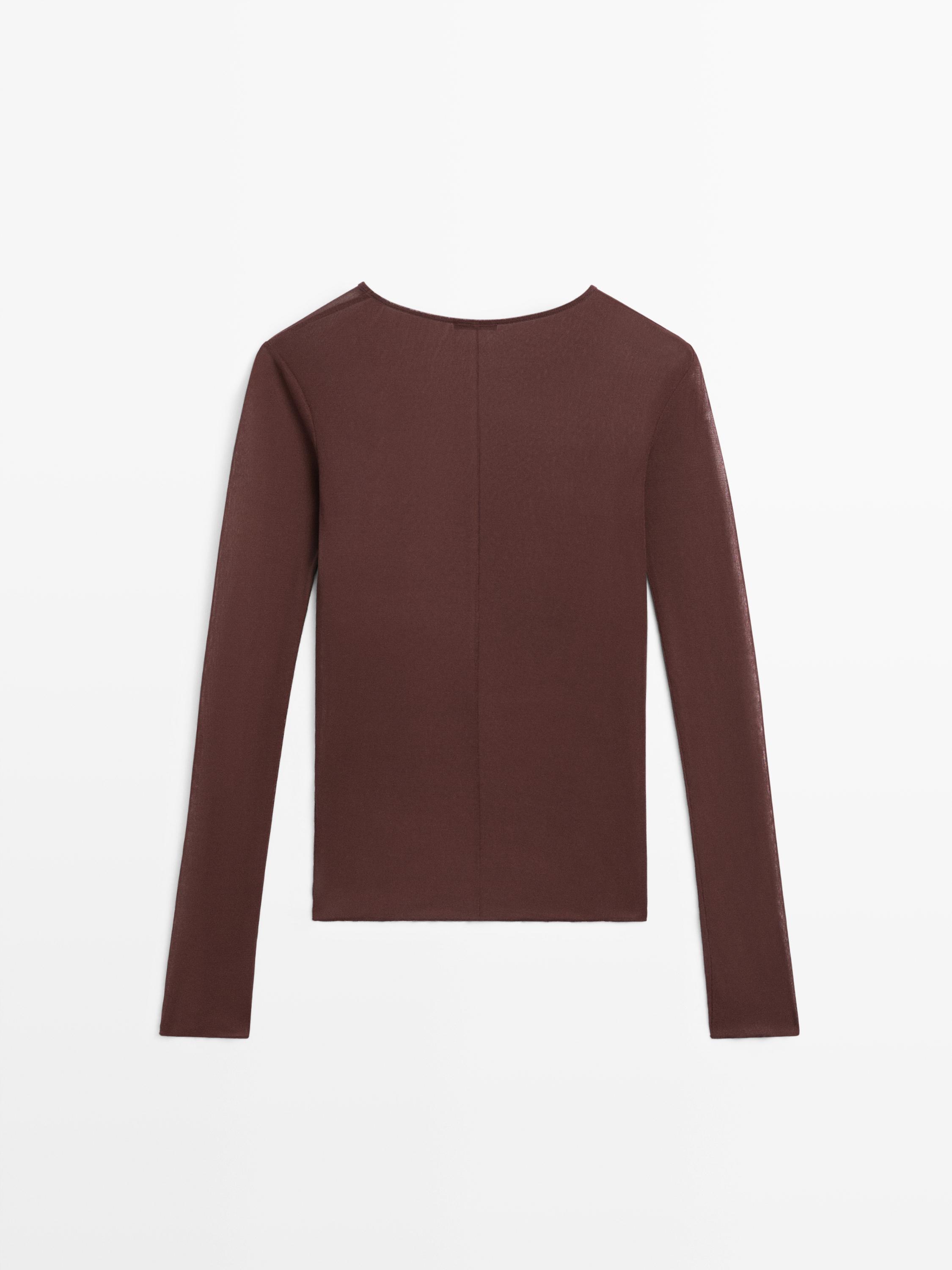 Long sleeve silk T-shirt
