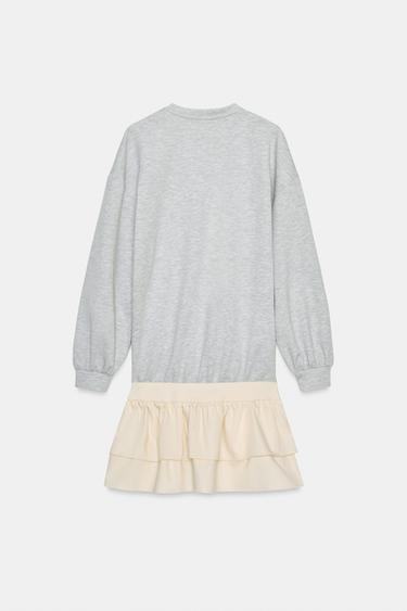 ROBE COURTE BIMATIÈRE À VOLANTS - Écru / Chiné de Zara - Image 6